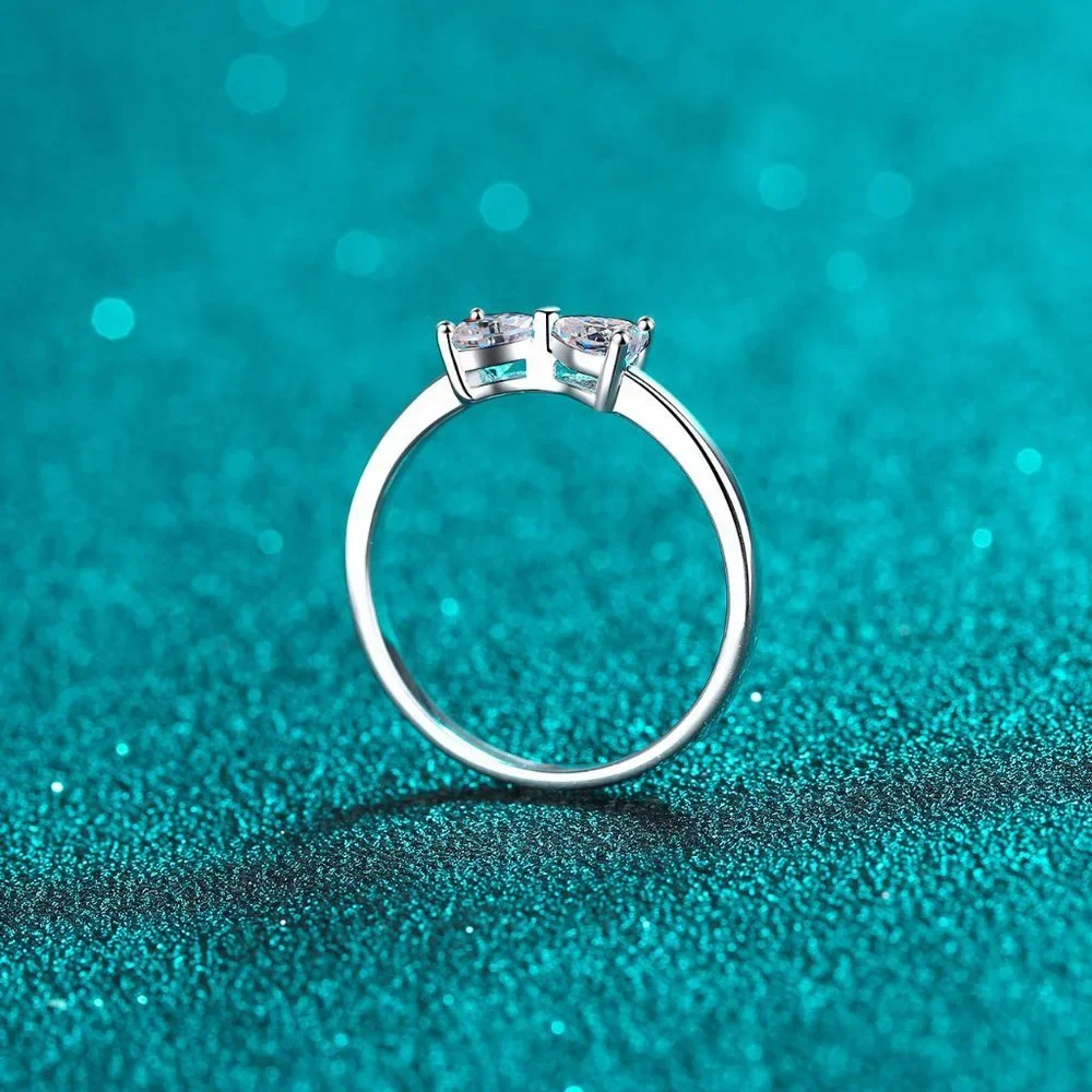 Certified .8 ct. t.w. Moissanite Diamond Heart Bow Ring NEW - Picture 5 of 8